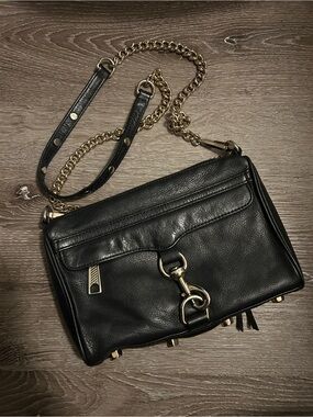 Rebecca Minkoff Black Leather Crossbody with Gold Hardware